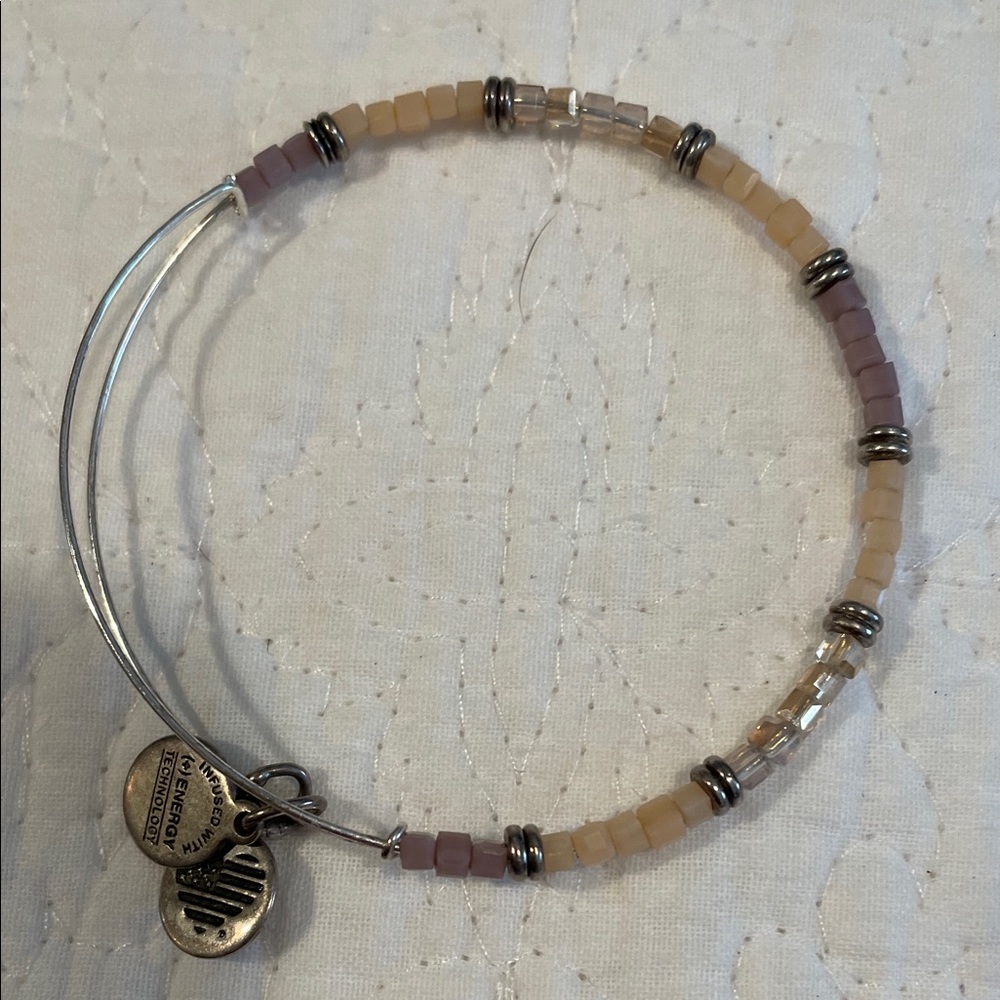 Alex and Ani Tan and Purple Beaded Bracelet